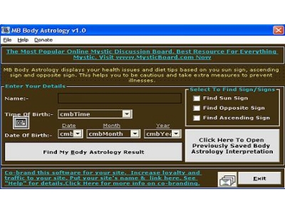 MB Body Astrology displays your health issues & diet tips based on you sun sign.