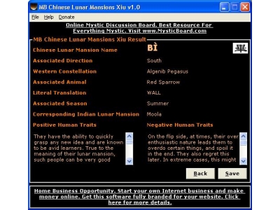 MB Chinese Lunar Mansions Xiu is a Chinese lunar mansion or Xiu software.