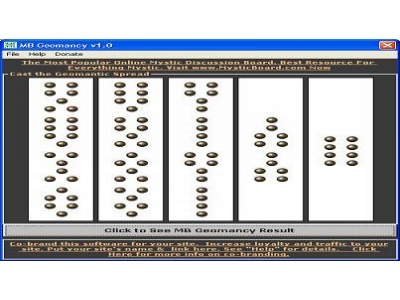 MB Geomancy is based on the European method of geomancy called geomantia.